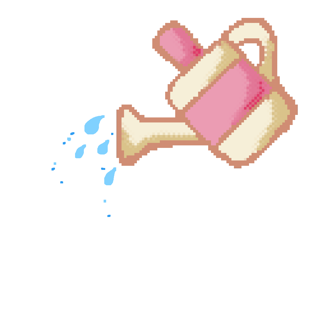 Pixel art animated watering can